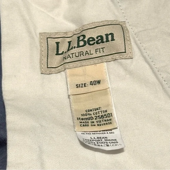 L.L.Bean Blue Cargo Shorts Mens 40W Cotton Natural Fit Washed - Picture 2 of 6